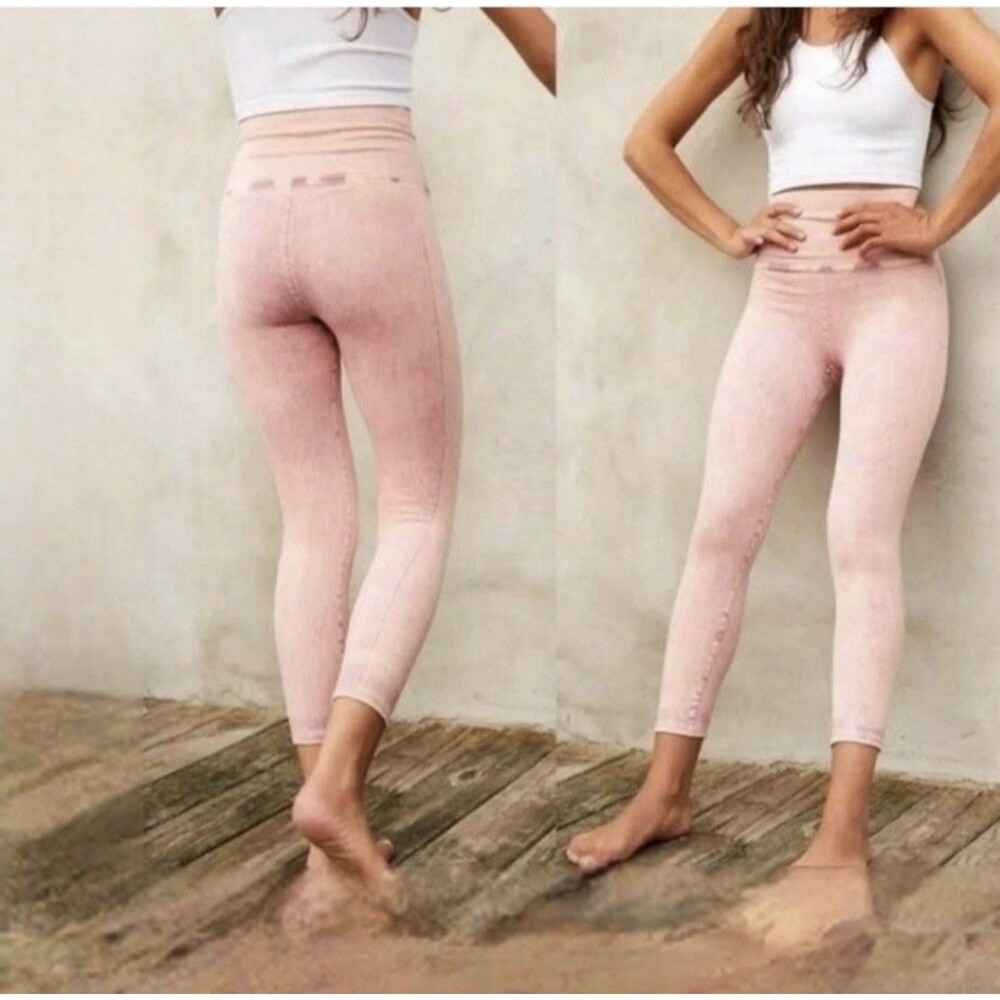 Free People Movement Happiness Runs Ribbed Leggings Size XS Pink Athleisure Yoga